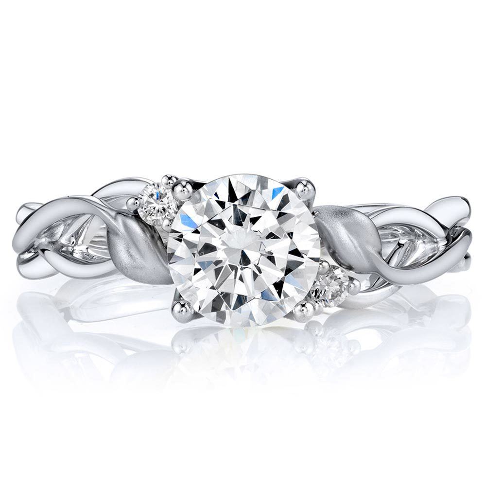 Intricate Diamond Leaf Engagement Ring In White Gold By Parade | 02