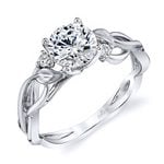 Intricate Diamond Leaf Engagement Ring In White Gold By Parade | Thumbnail 01