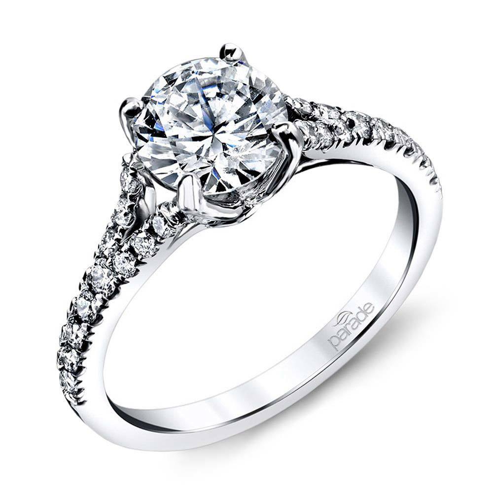 Split Shank Pave Engagement Ring In White Gold By Parade | Zoom