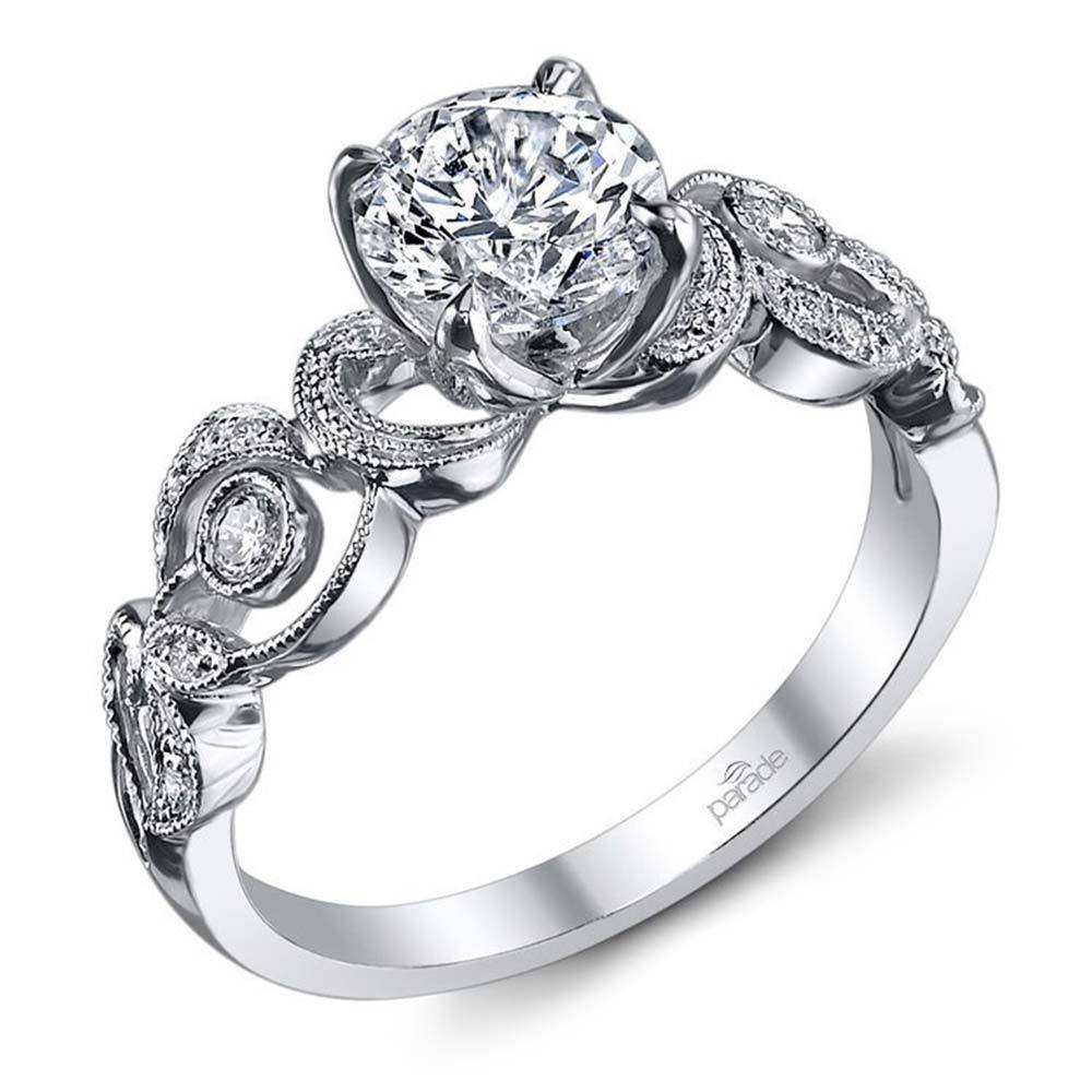 Meandering Scroll Diamond Engagement Ring in White Gold by Parade | 01