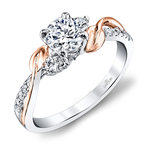 New Leaves Three Stone Diamond Engagement Ring in White and Rose Gold by Parade | Thumbnail 01