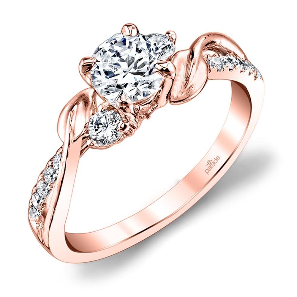 New Leaves Diamond Engagement Ring with Lyria Crown in Rose Gold by Parade | Zoom