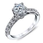 6 Prong Tapered Cathedral Setting Diamond Engagement Ring