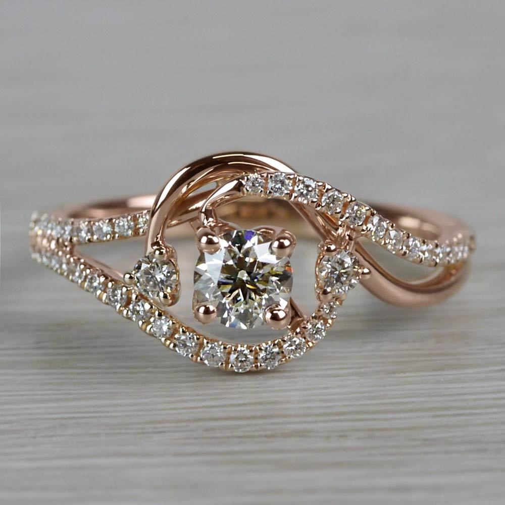 Swirling Split Shank Diamond Engagement Ring in Rose Gold by Parade | 02