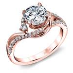 Swirling Split Shank Diamond Engagement Ring in Rose Gold by Parade | Thumbnail 01