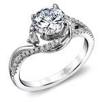 Swirling Split Shank Diamond Engagement Ring in White Gold by Parade | Thumbnail 01