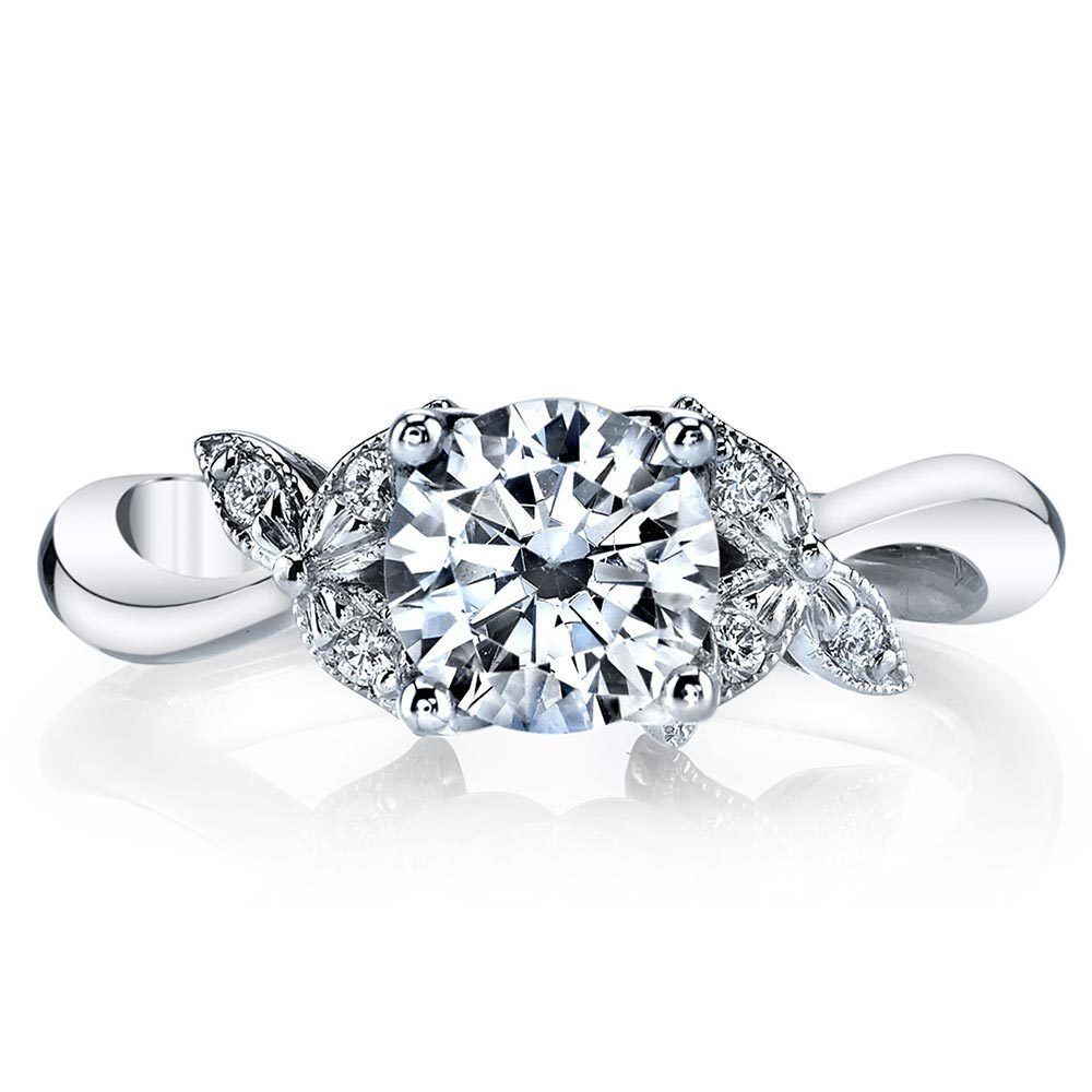 Three-Leafed Bypass Diamond Engagement Ring in White Gold by Parade | 02