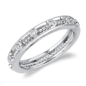 Twisted Cable Bezel Diamond Wedding Ring in White Gold by Parade