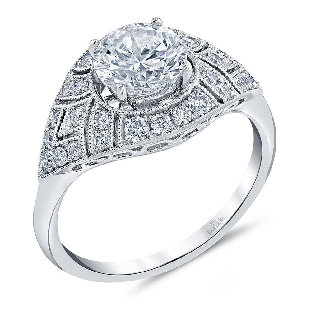Vintage Inspired Art Deco Design Diamond Ring in White Gold by Parade | Zoom