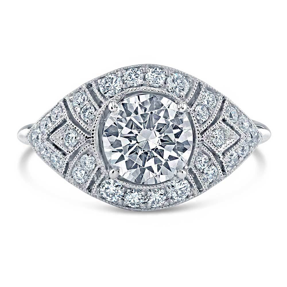 Vintage Inspired Art Deco Design Diamond Ring in White Gold by Parade | 02