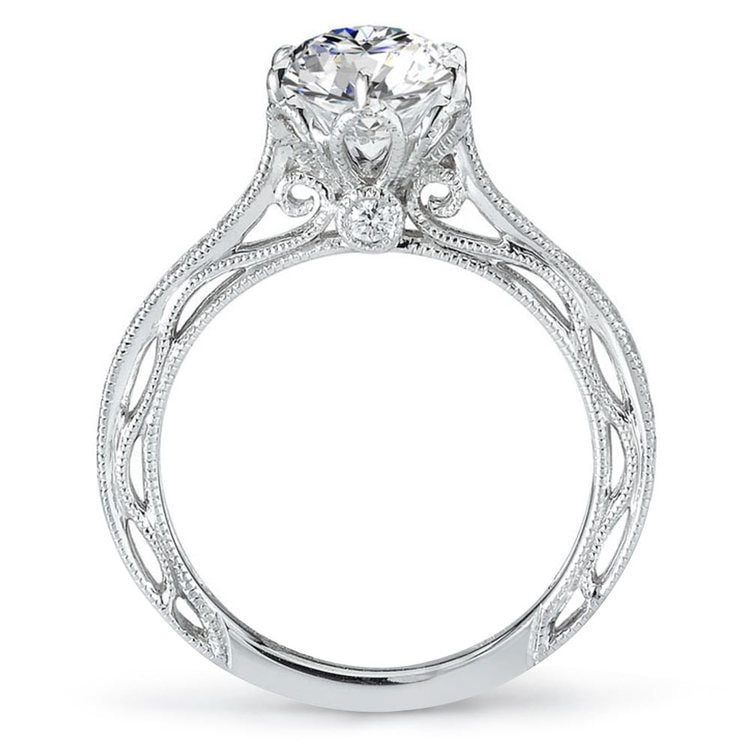 Vintage White Gold Cathedral Diamond Engagement Ring | 02