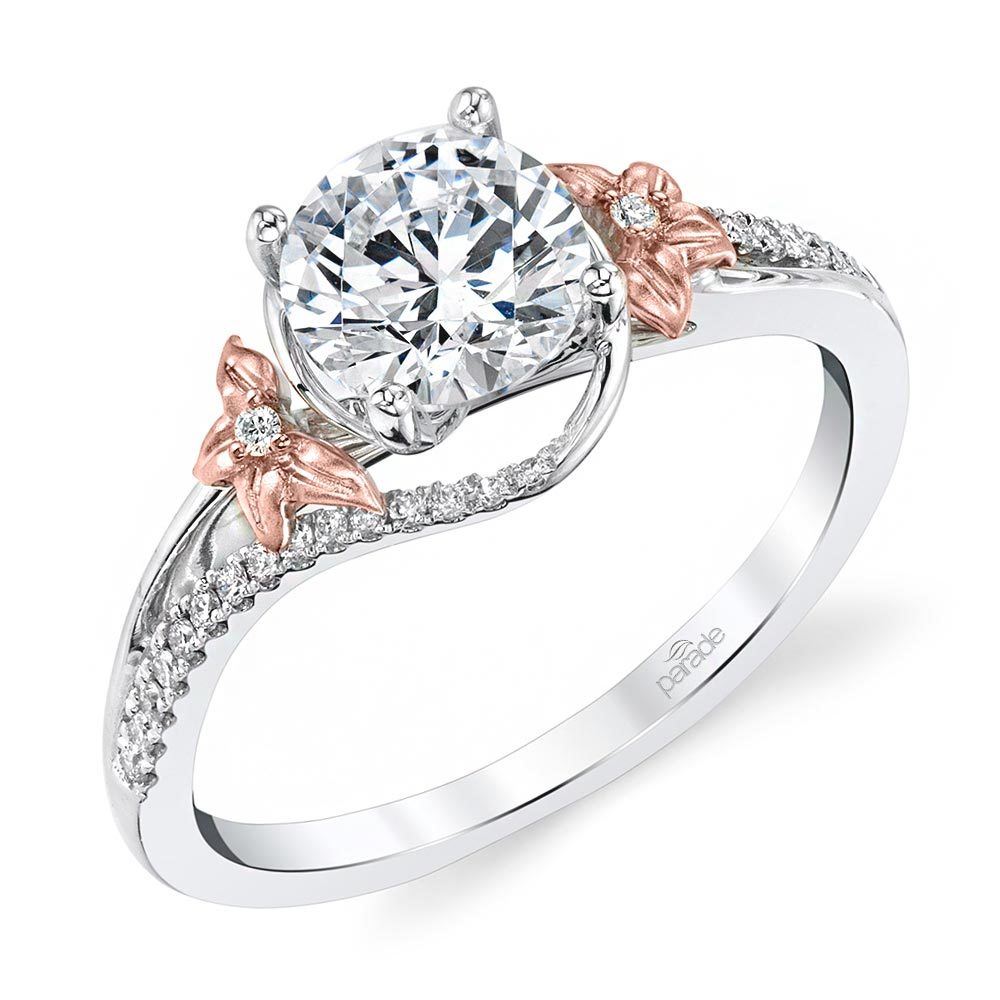 Wrap Floral Diamond Engagement Ring in White And Rose Gold | 01