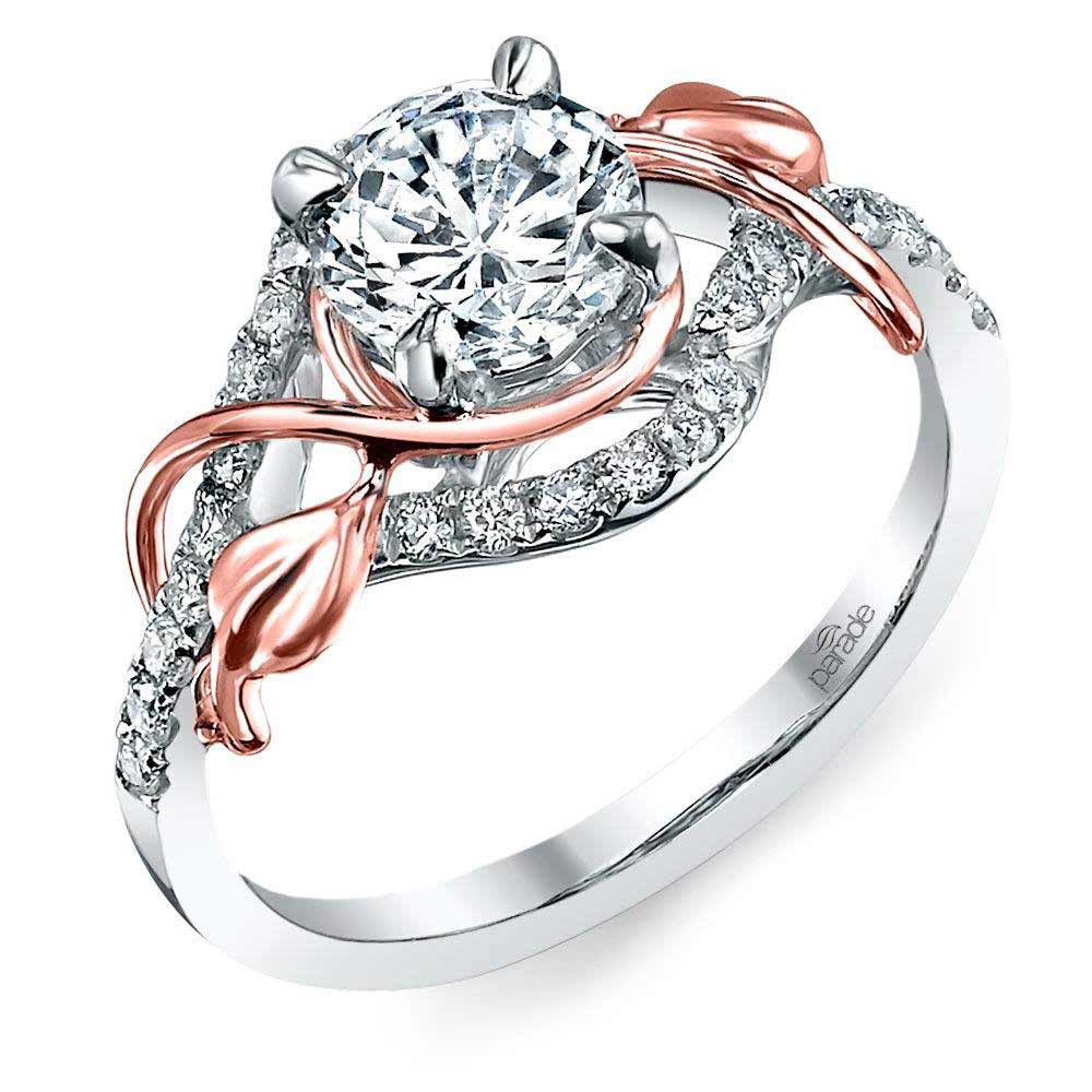 Wrapping Vine Diamond Engagement Ring  in White  and Rose  