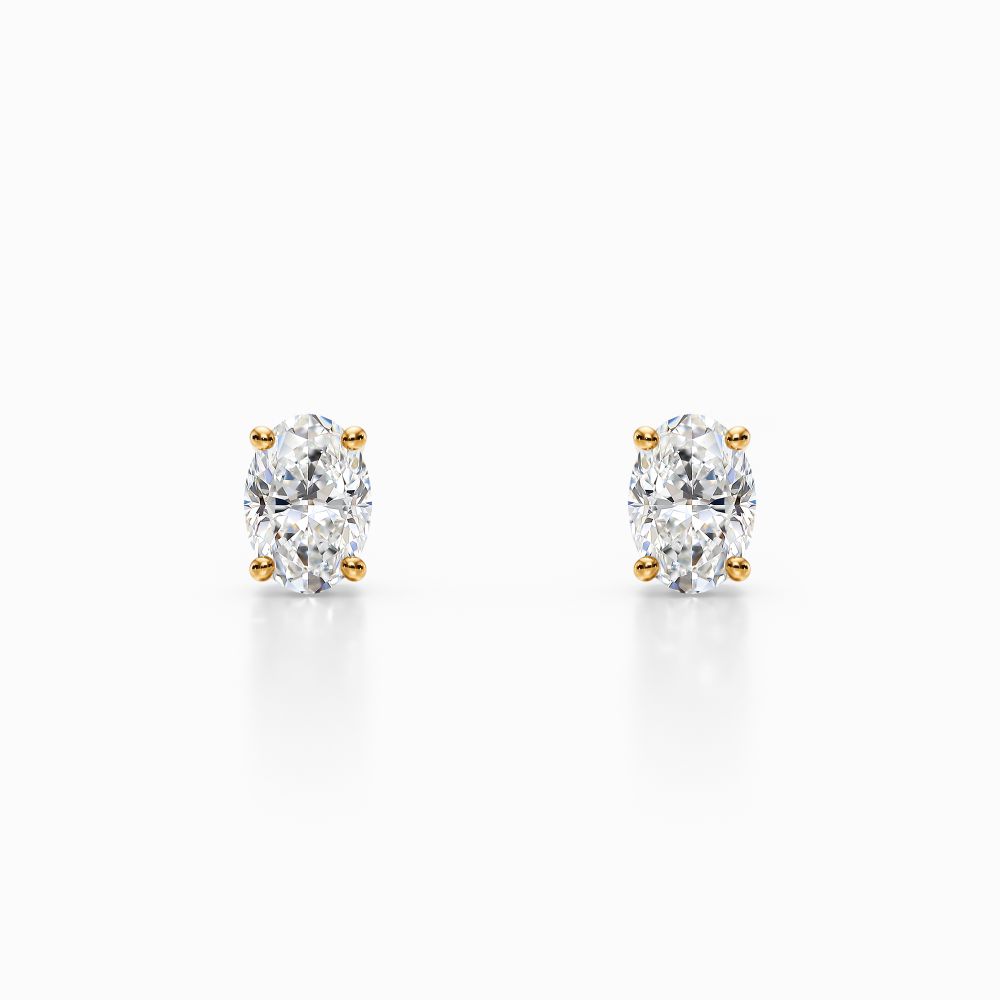 Lab Oval Studs in Opal Gold
