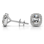 Halo Cushion Diamond Earrings in White Gold (1 1/2 ctw) | Thumbnail 01