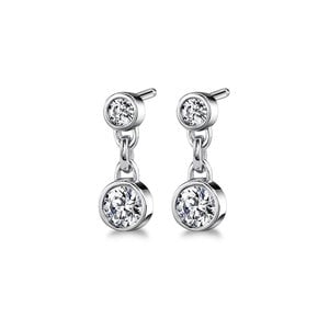 Bezel Set Diamond Drop Earrings In White Gold (1/2 Ctw)
