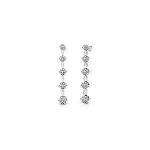 1/2 Carat Diamond Drop Earrings In White Gold - Milgrain Detail
