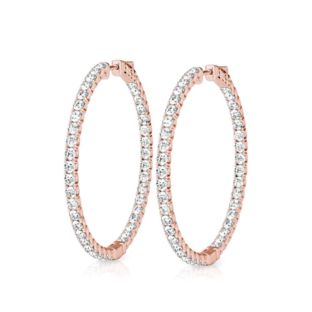Diamond Hoop Earrings in Rose Gold (3/4 ctw) | Zoom