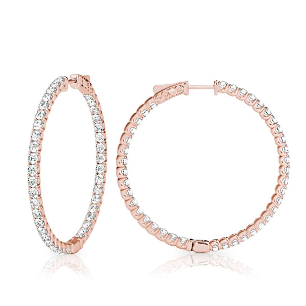 Diamond Hoop Earrings in Rose Gold (3/4 ctw) | 02