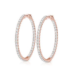 Diamond Hoop Earrings in Rose Gold (3/4 ctw)