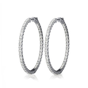 Diamond Hoop Earrings in White Gold (3/4 ctw)