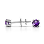 Small Amethyst Stud Earrings In White Gold (3.2 mm) | Thumbnail 01