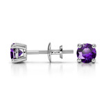 Round Amethyst Stud Earrings In White Gold (4.1 mm) | Thumbnail 01