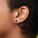 Large Round White Gold Amethyst Stud Earrings (5.9 mm) | Thumbnail 01