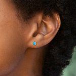 Aquamarine Round Gemstone Stud Earrings in Yellow Gold (3.2 mm) | Thumbnail 01