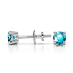 Aquamarine Round Gemstone Stud Earrings in Platinum (3.4 mm) | Thumbnail 01