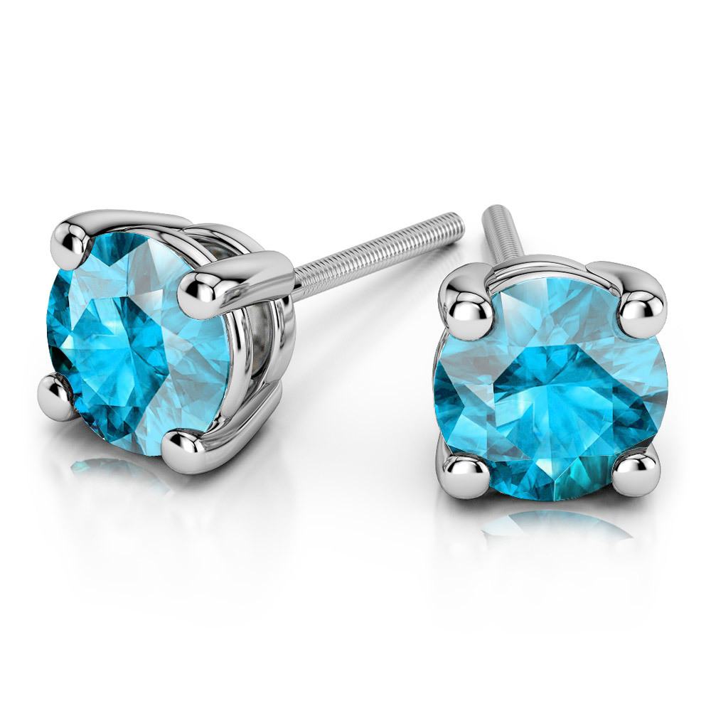 Aquamarine Stud Earrings In White Gold 