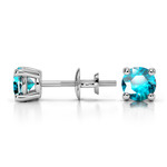 Aquamarine Round Gemstone Stud Earrings in Platinum (4.1 mm) | Thumbnail 01