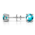 Aquamarine Round Gemstone Stud Earrings in Platinum (4.5 mm) | Thumbnail 01