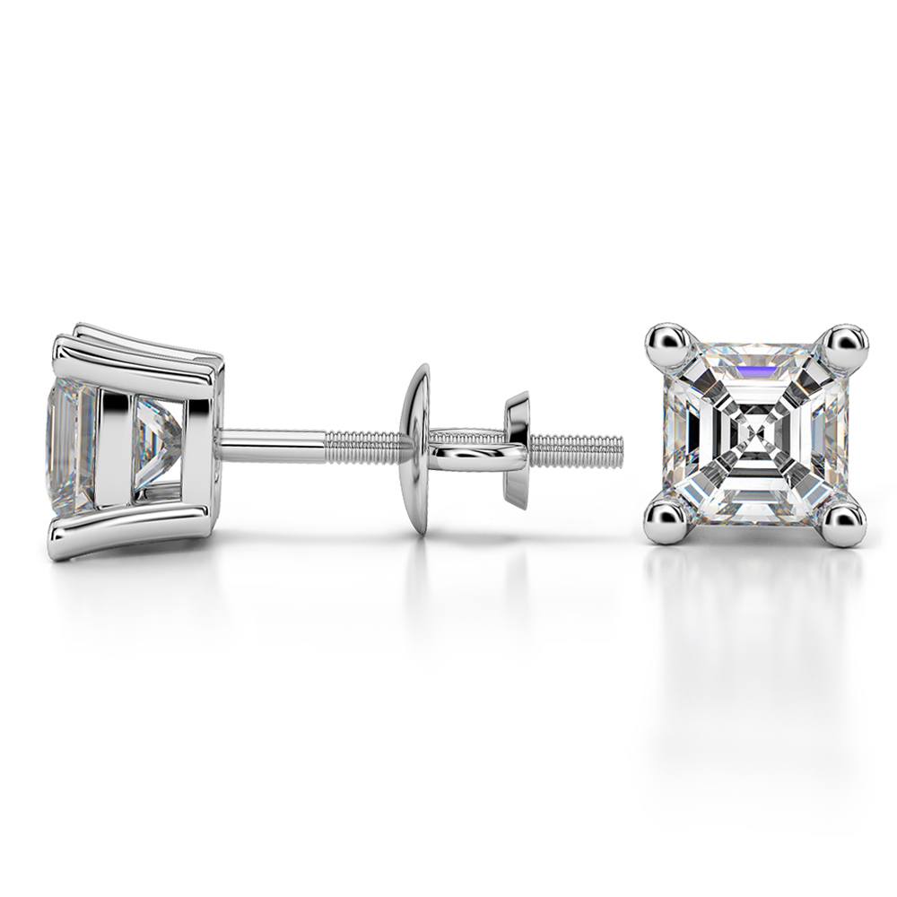 Asscher Diamond Stud Earrings in Platinum (1 1/2 ctw) | 03