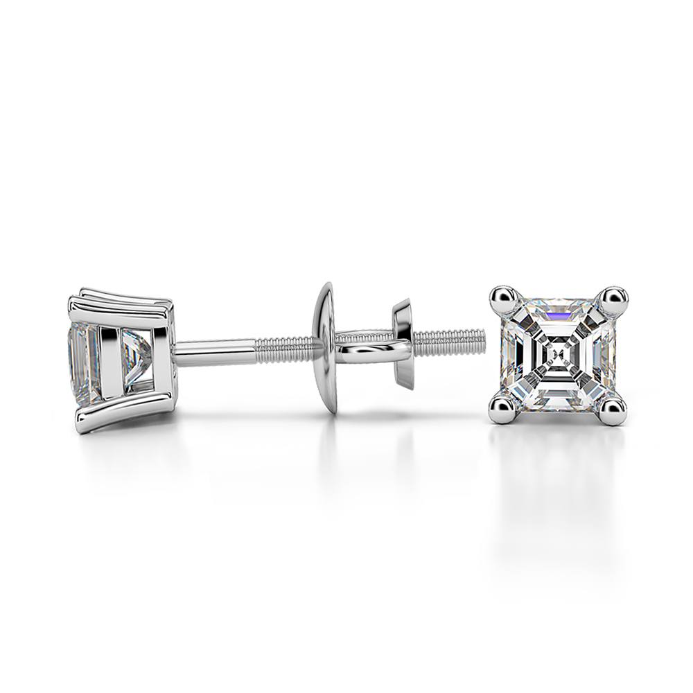 Asscher Diamond Stud Earrings in Platinum (1/3 ctw) | 03