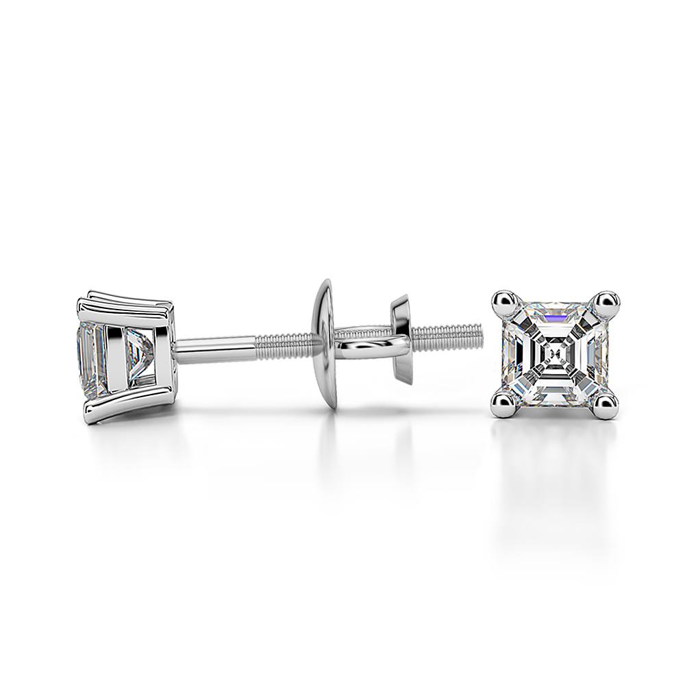 Asscher Diamond Stud Earrings in Platinum (1/4 ctw) | 03