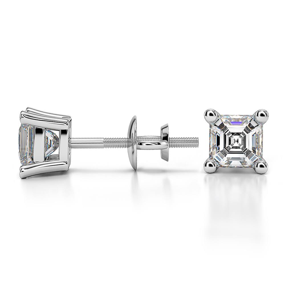 Asscher Diamond Stud Earrings in Platinum (3/4 ctw) | 03