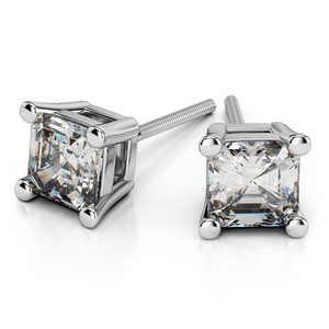 4 Carat Asscher Cut Diamond Stud Earrings In Platinum