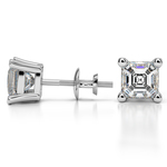 Three Carat Asscher Cut Diamond Earrings In White Gold | Thumbnail 01