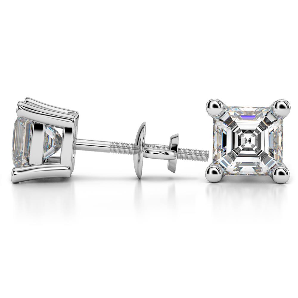 4 Carat Asscher Cut Diamond Stud Earrings In White Gold | 03