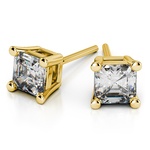 Two Carat Asscher Cut Diamond Earrings In Yellow Gold | Thumbnail 01