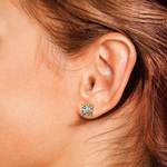 Three Carat Asscher Cut Diamond Earrings In Yellow Gold | Thumbnail 01