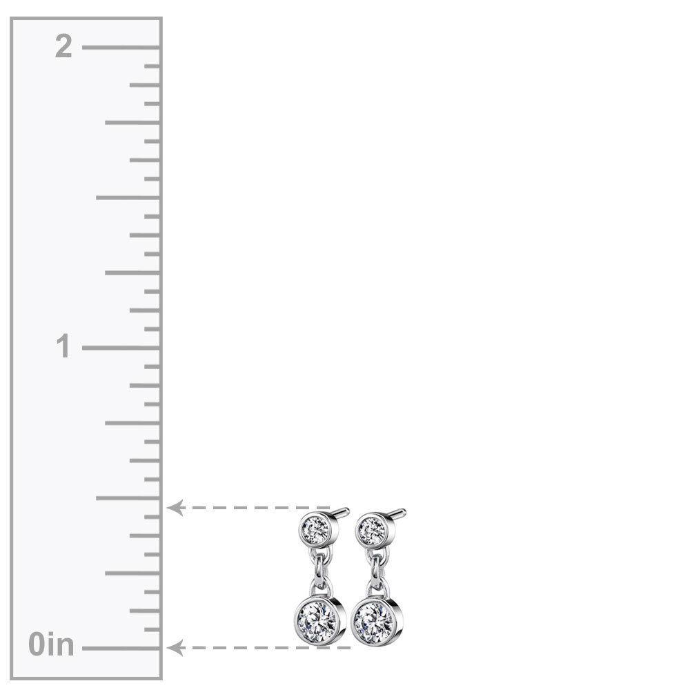 Bezel Diamond Link Earrings in White Gold (1/3 ctw) | 02