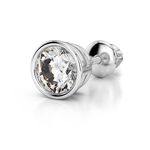 Bezel Diamond Single Stud Earrings In 14K White Gold (1 Ctw) | Thumbnail 01
