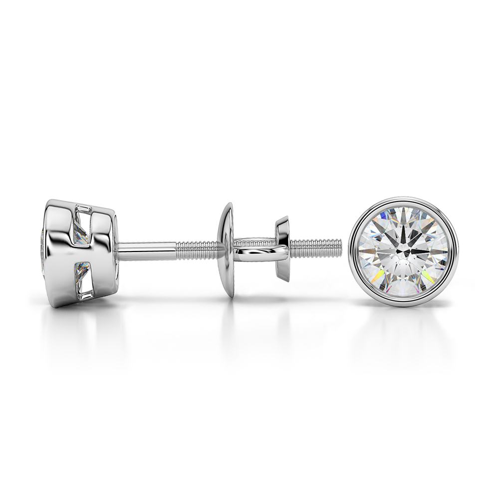 Bezel Diamond Stud Earrings in Platinum (1/2 ctw) | 03