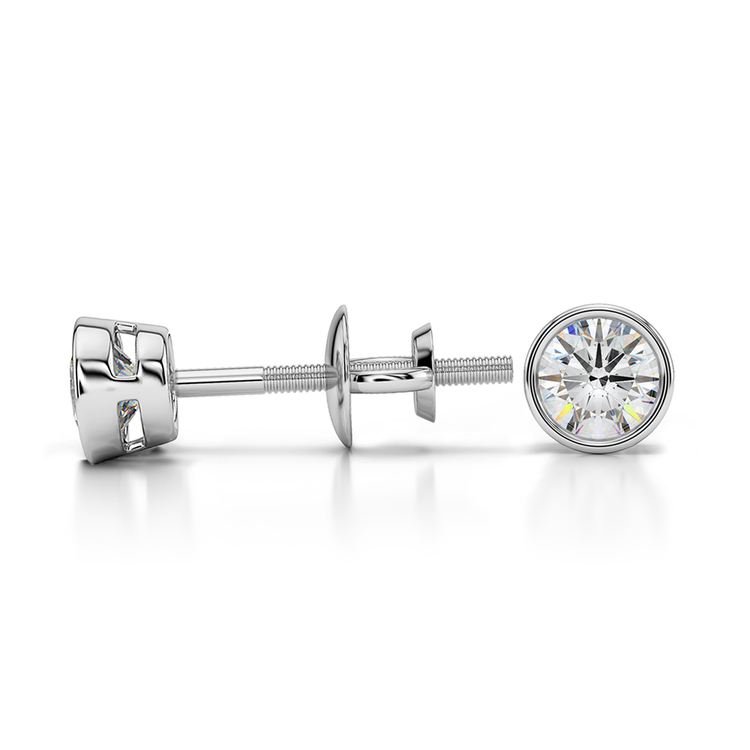 Bezel Diamond Stud Earrings in Platinum (1/3 ctw) | 03