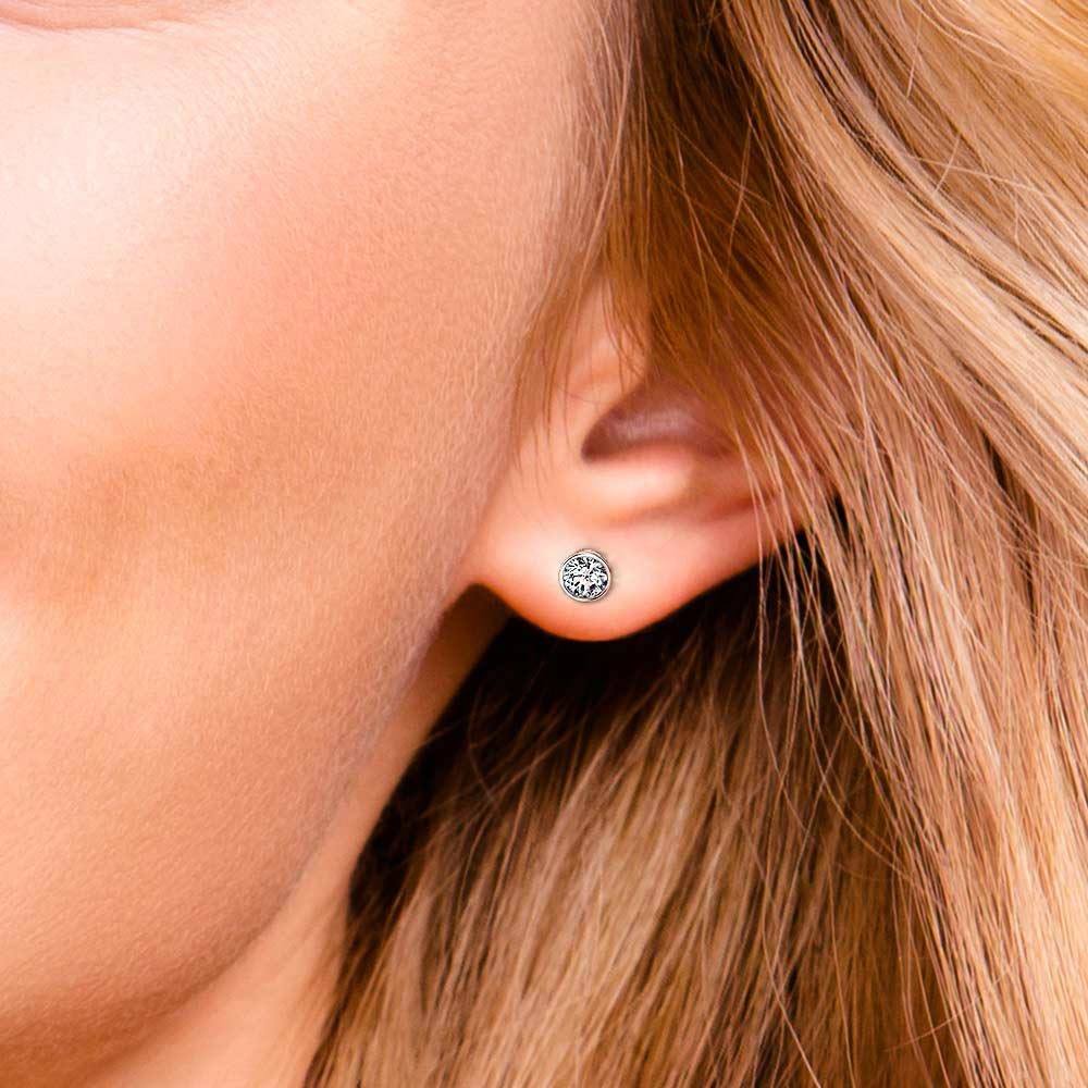 Bezel Diamond Stud Earrings in Platinum (1 ctw) | 04