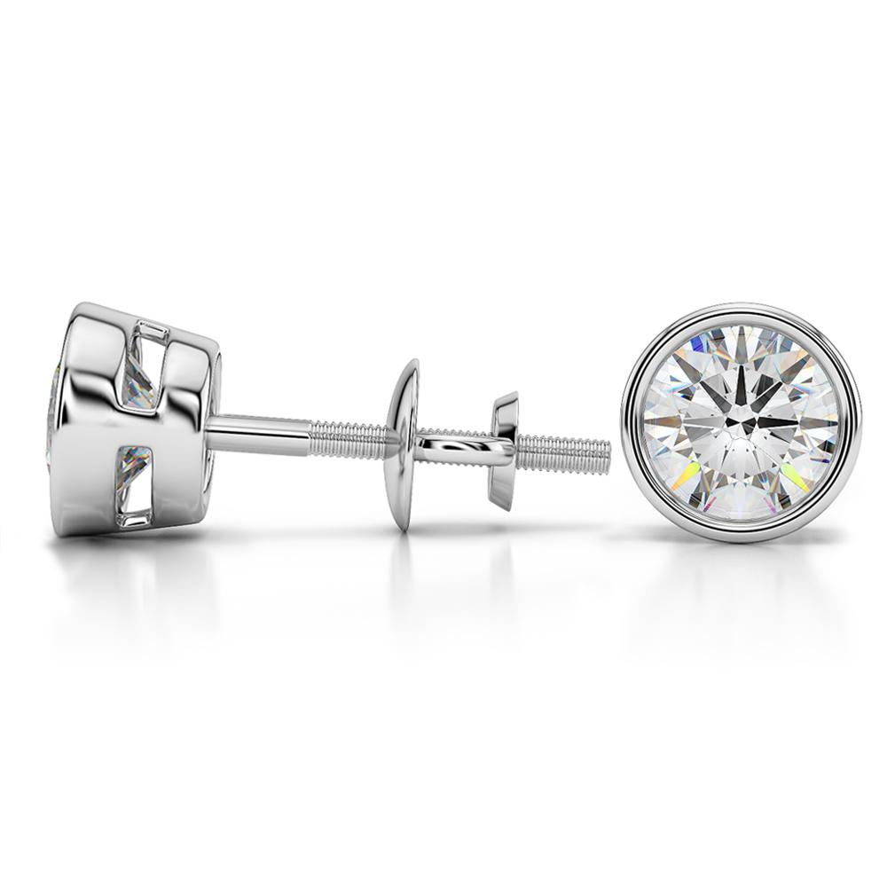 Bezel Diamond Stud Earrings in Platinum (2 ctw) | 03
