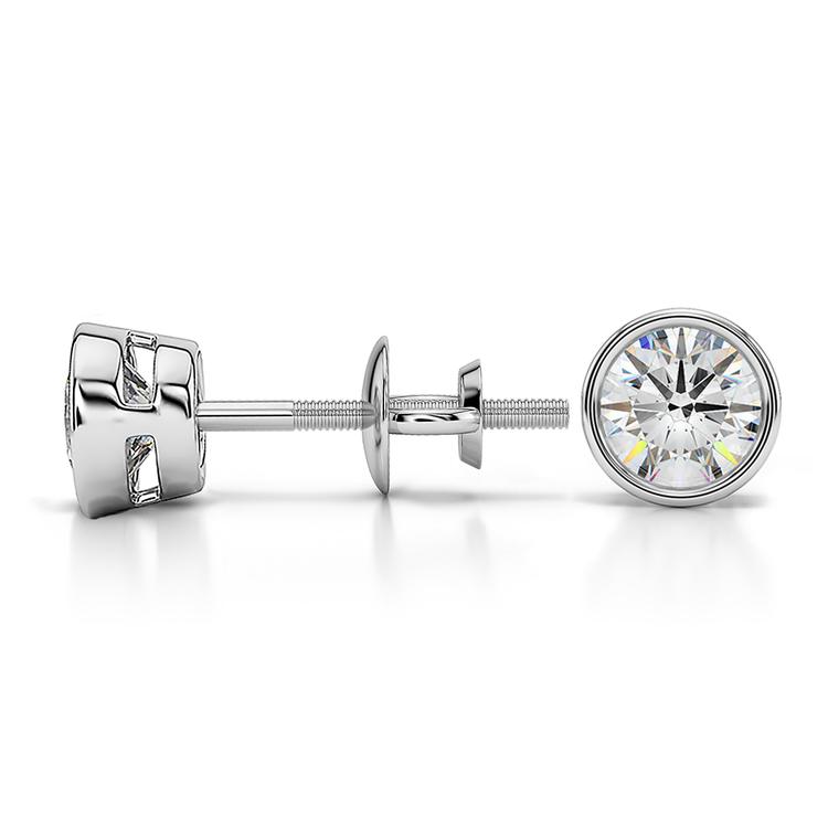 Bezel Diamond Stud Earrings in Platinum (3/4 ctw) | 03