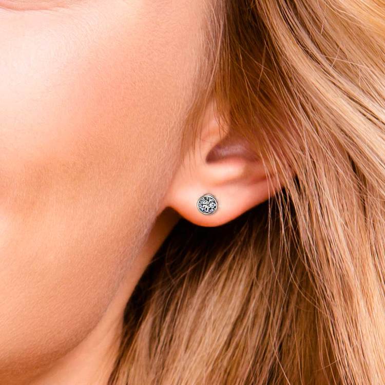 Bezel Diamond Stud Earrings in Platinum (3/4 ctw) | 04